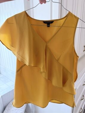 Banana Republic Mustard Yellow Ruffle V-Neck Blouse